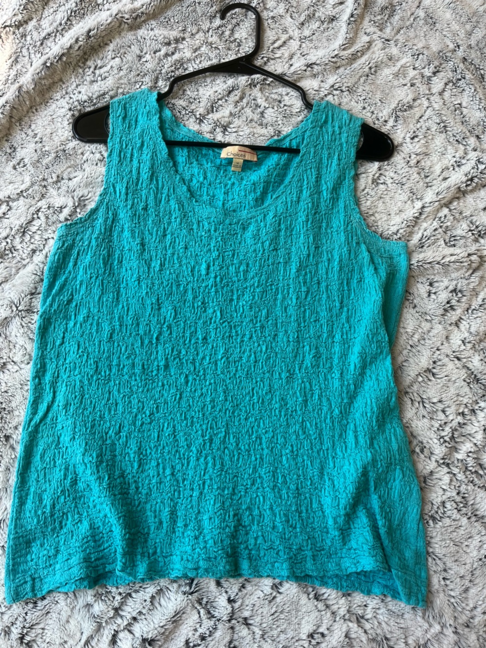 Choices Sleeveless Textured Tank in Teal Blue